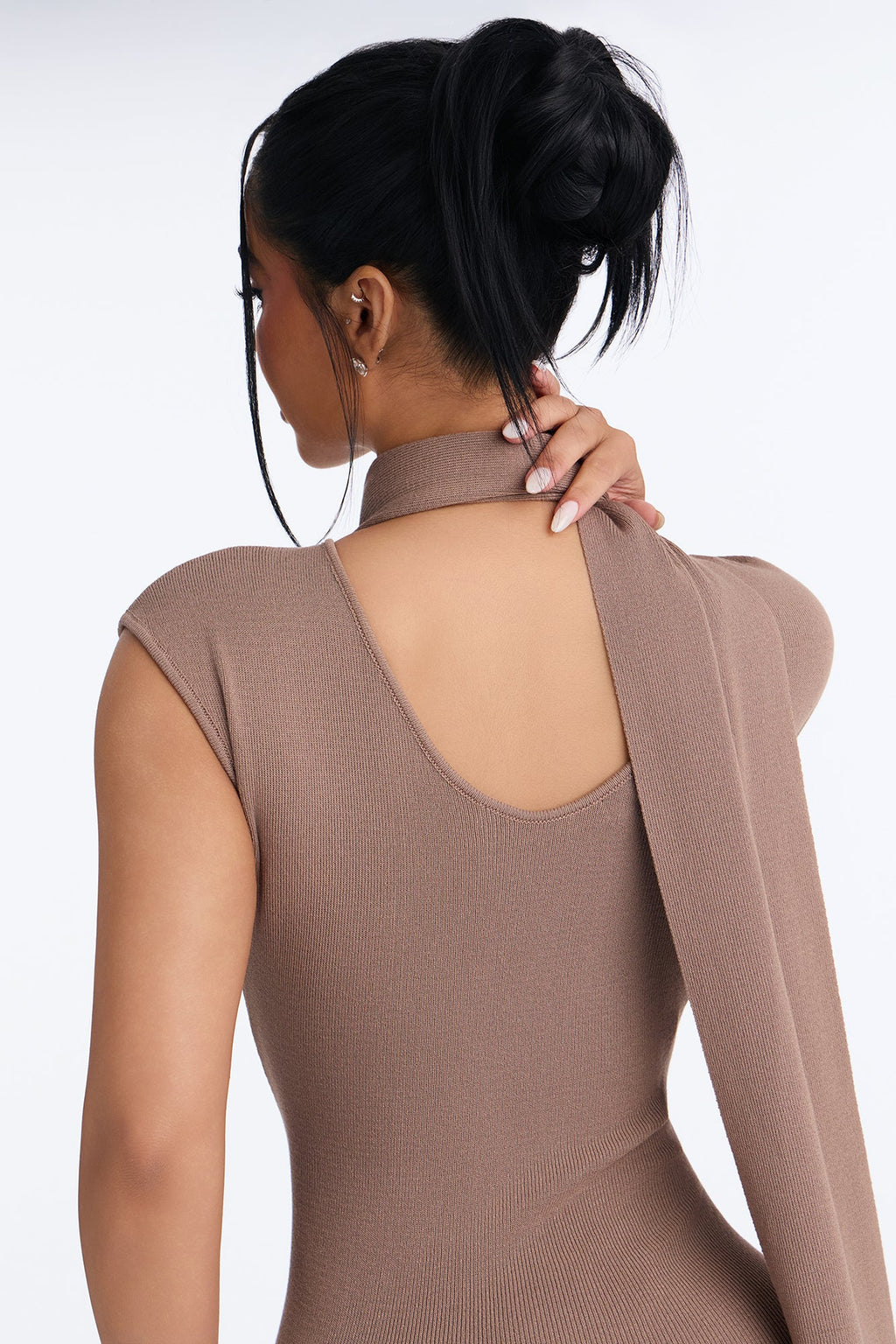 Devan Backless Sweater Maxi Dress - Mocha