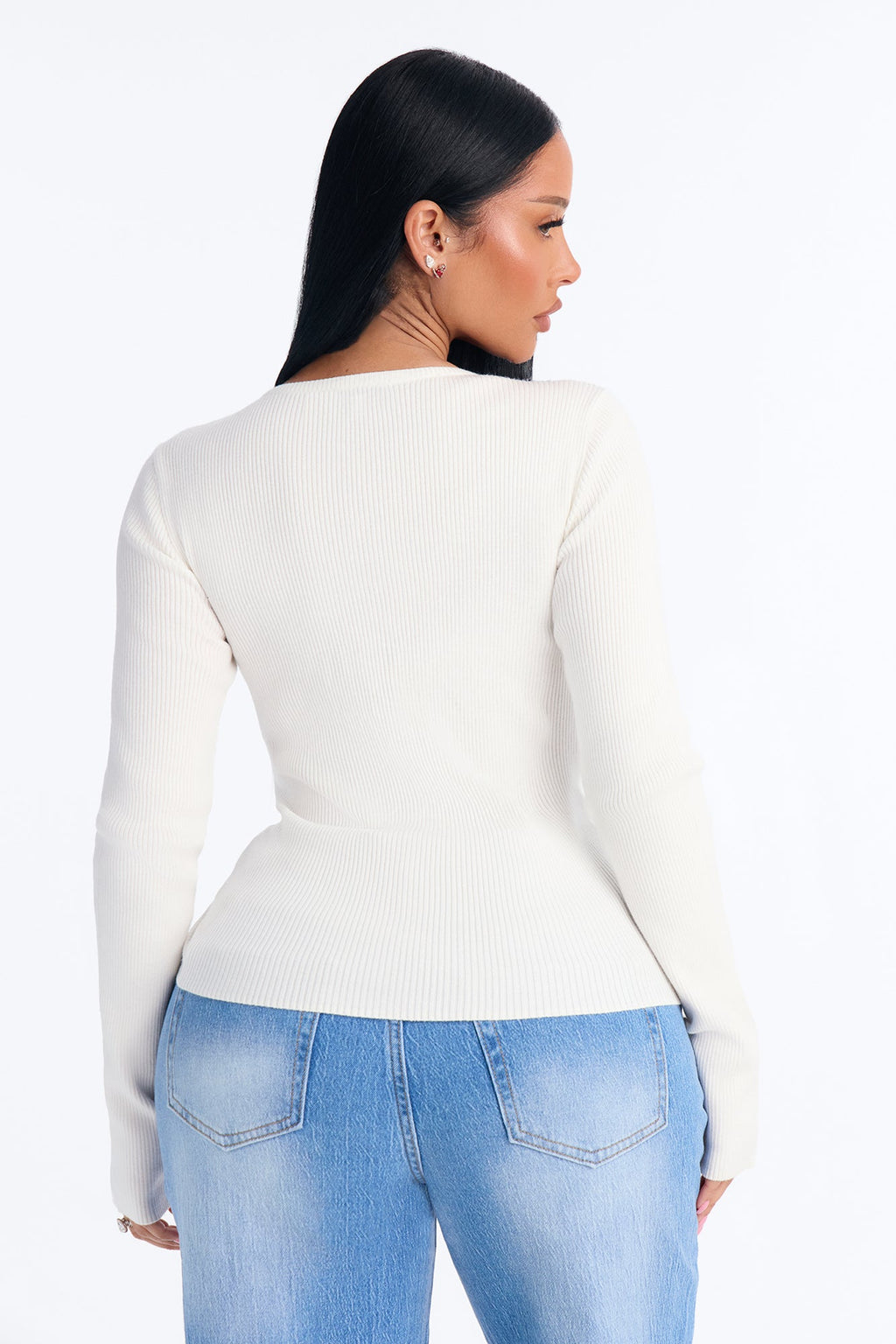 Sienna Ribbed Layered Long Sleeve Cardigan - Cream/combo
