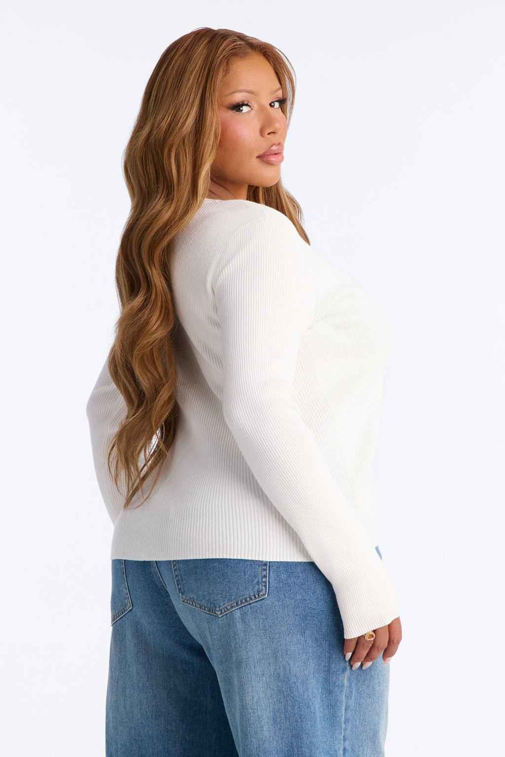 Sienna Ribbed Layered Long Sleeve Cardigan - Cream/combo