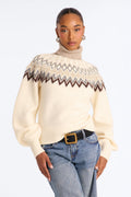 Hot Coffee Fair Isle Pullover Sweater - Cream/combo
