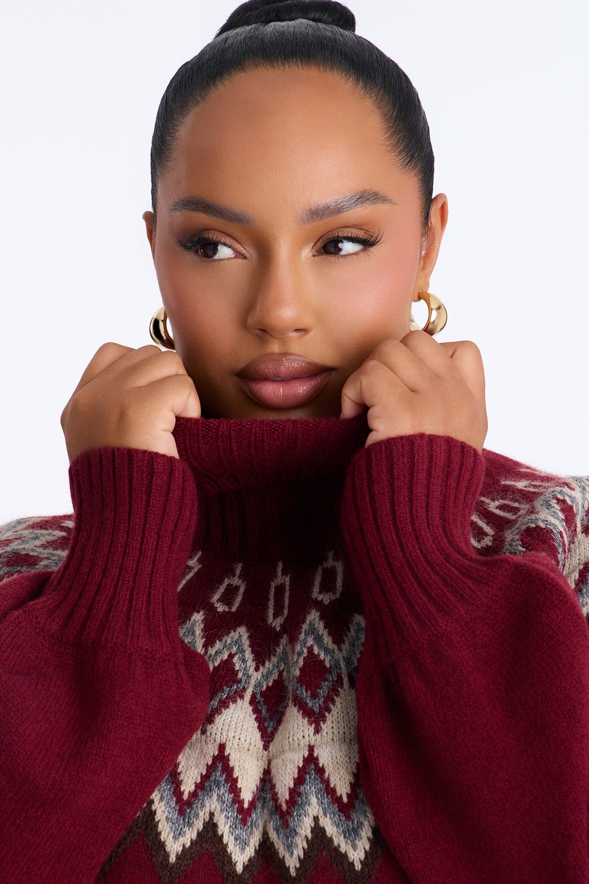 Hot Coffee Fair Isle Pullover Sweater - Red/combo