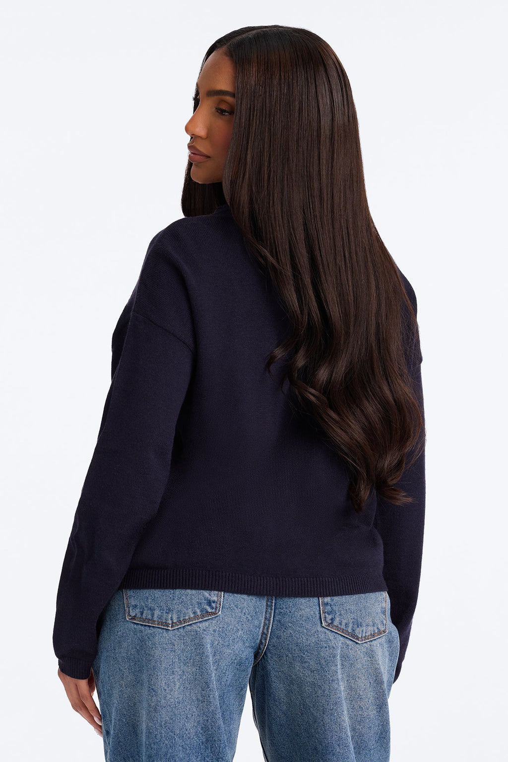 Snow Pup Long Sleeve Sweater - Navy/combo