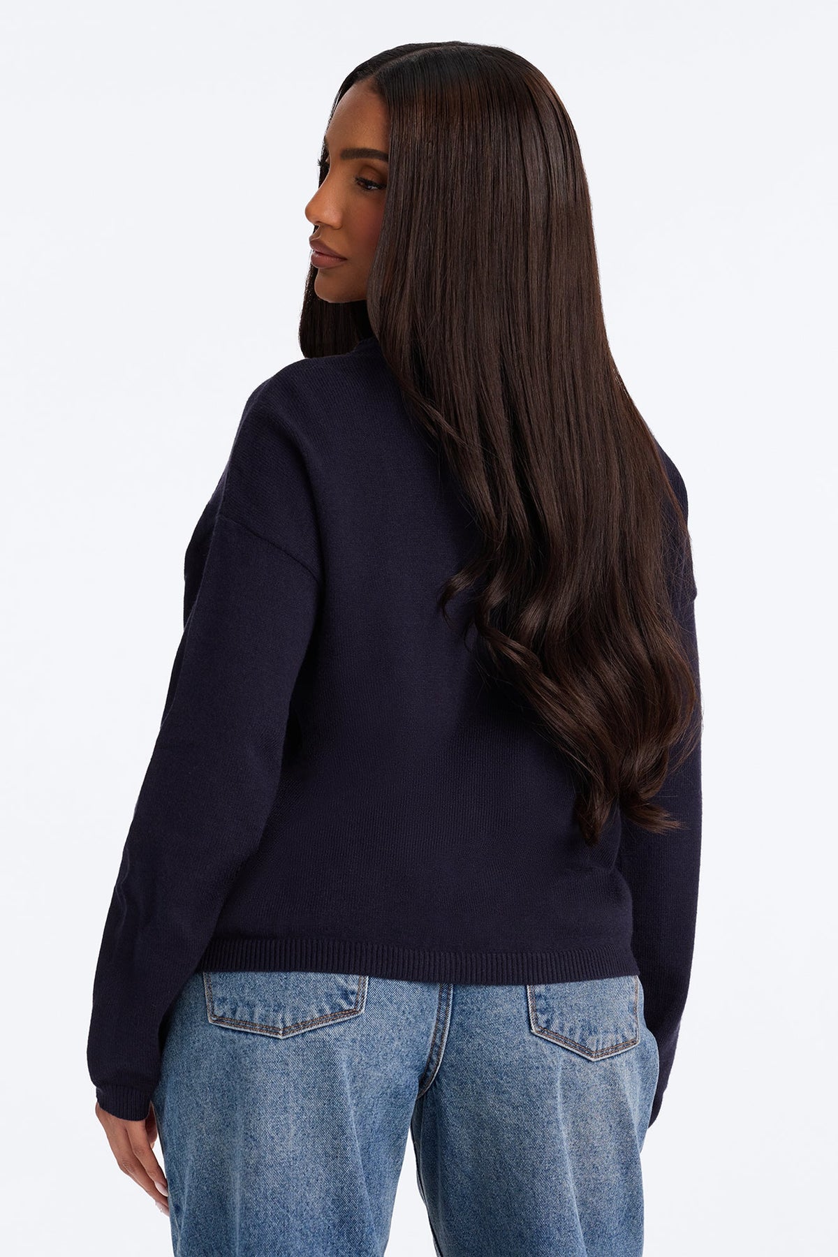 Snow Pup Long Sleeve Sweater - Navy/combo