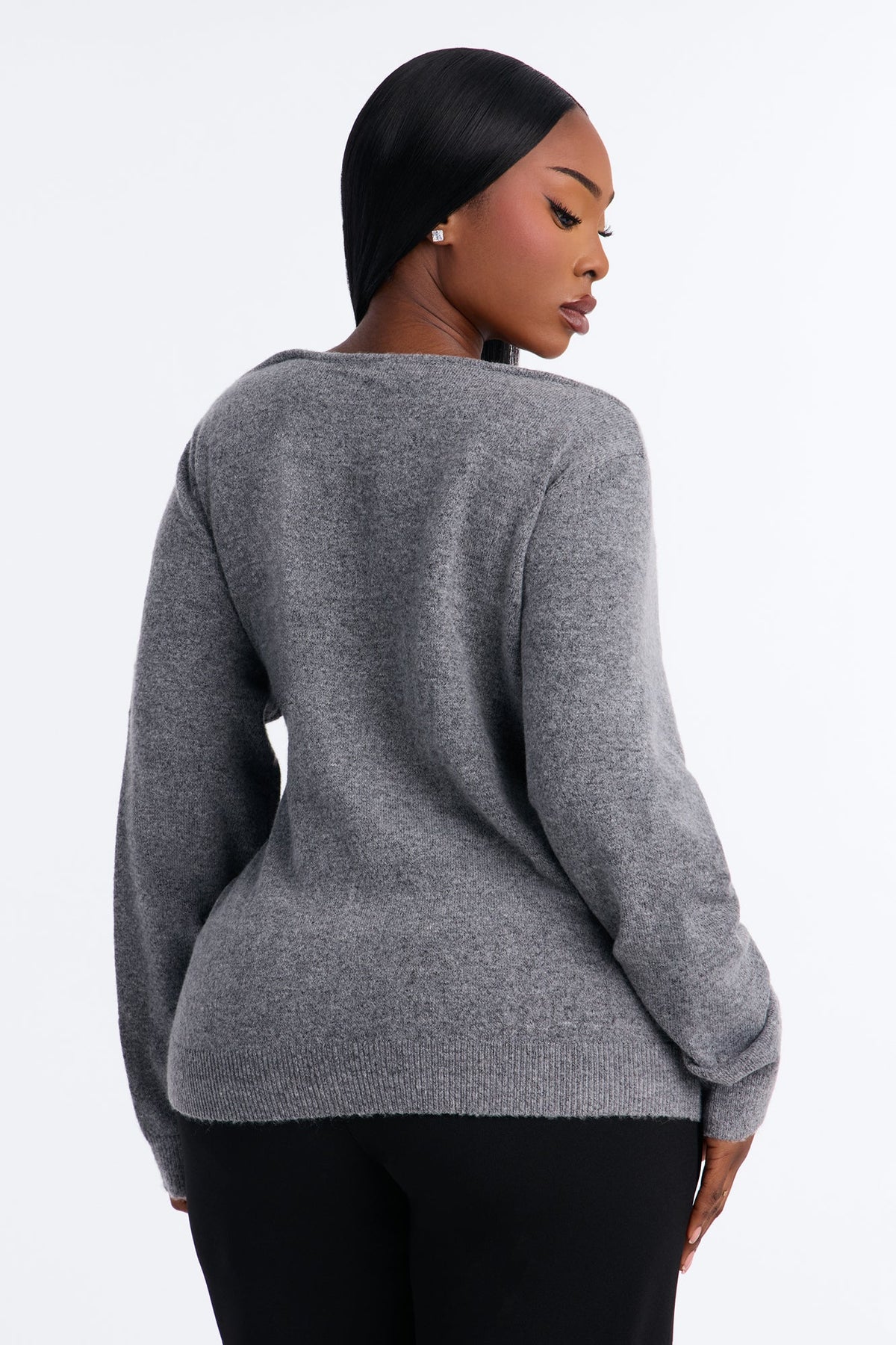 Josie Layered Long Sleeve Sweater - Grey/combo