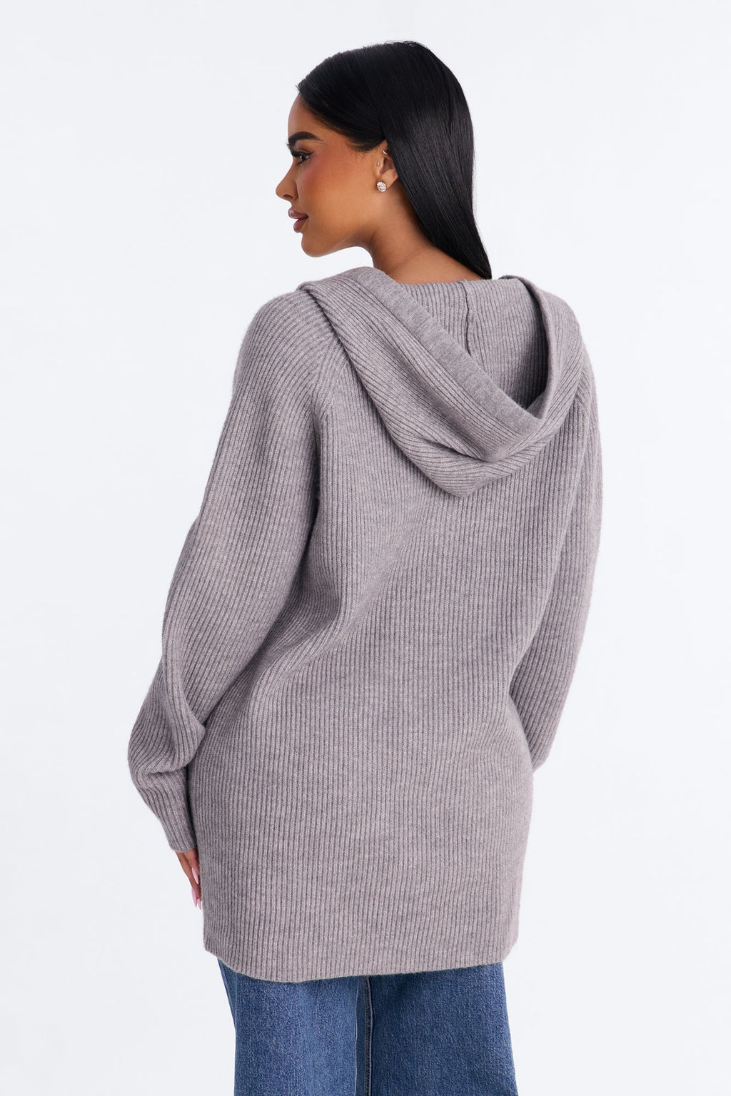 Bianca Oversized Hooded Pullover Sweater - Heather Grey