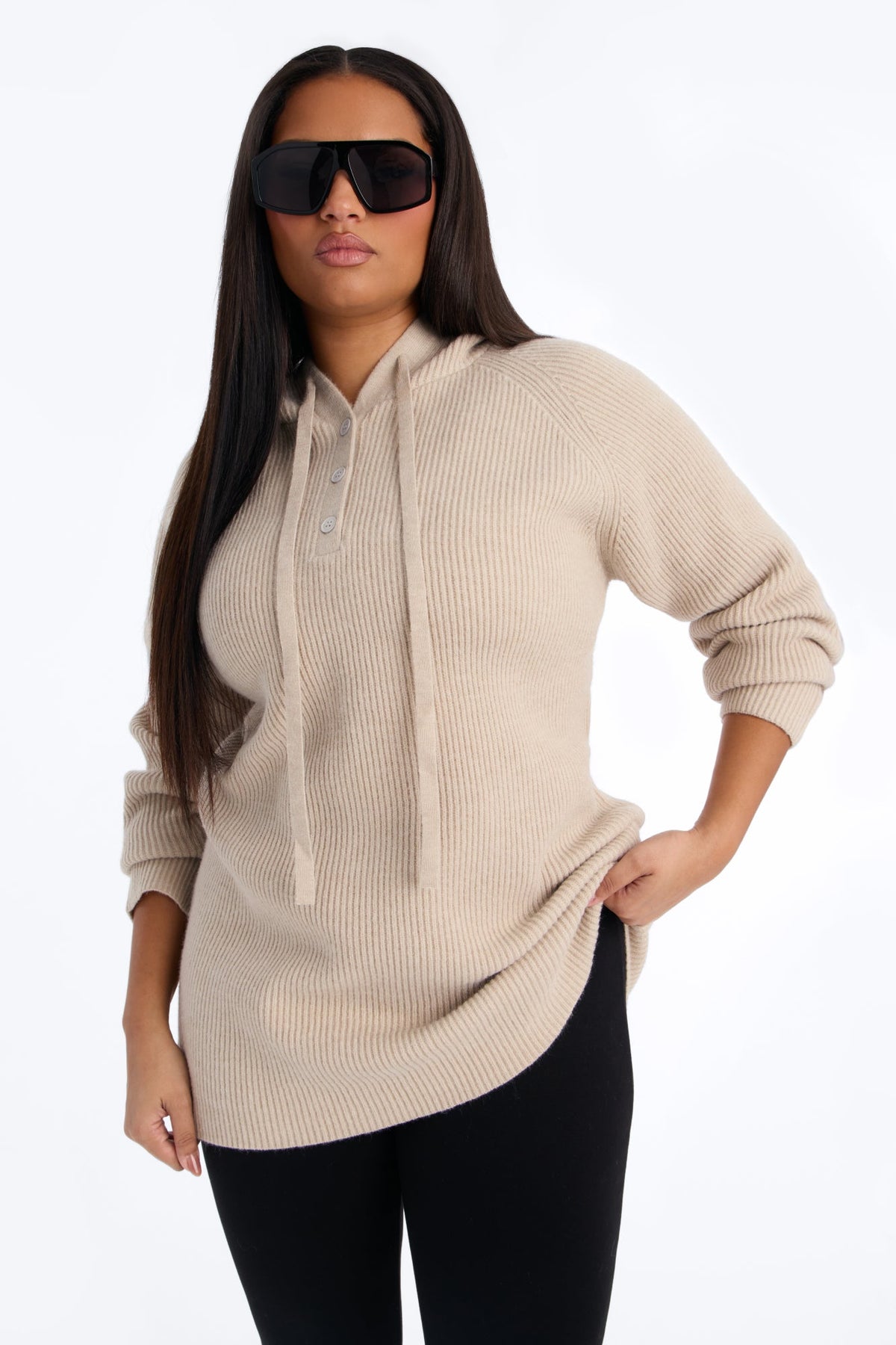 Bianca Oversized Hooded Pullover Sweater - Oatmeal