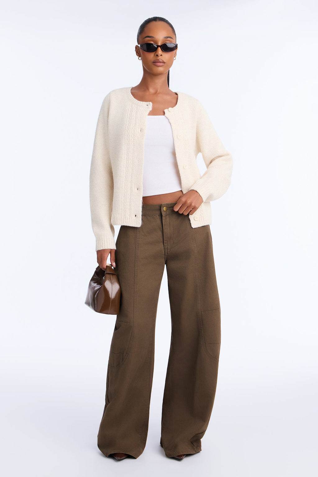 Fuzzy Feeling Cable Knit Cardigan - Ivory