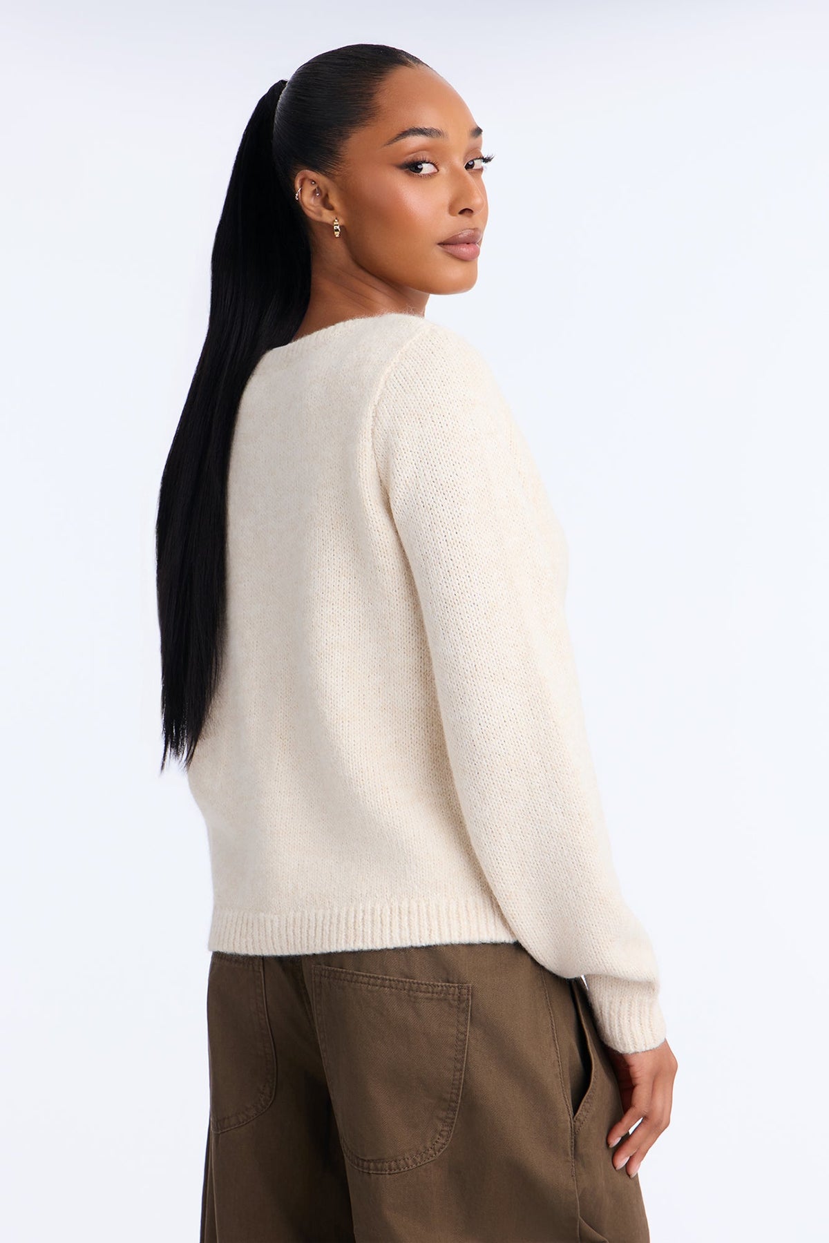 Fuzzy Feeling Cable Knit Cardigan - Ivory