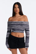 Autumn Leaves Off Shoulder Sweater - Black/combo