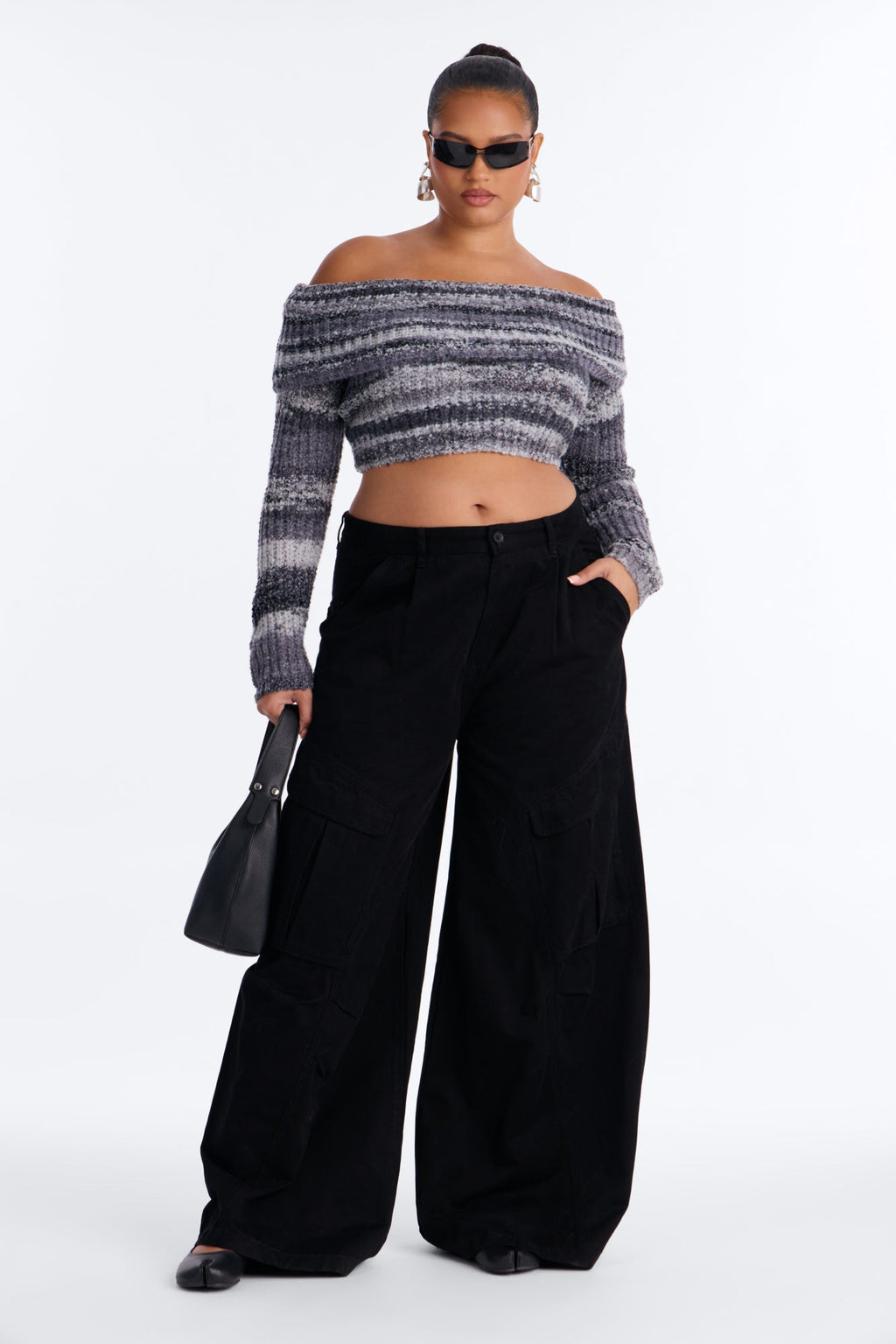 Autumn Leaves Off Shoulder Sweater - Black/combo