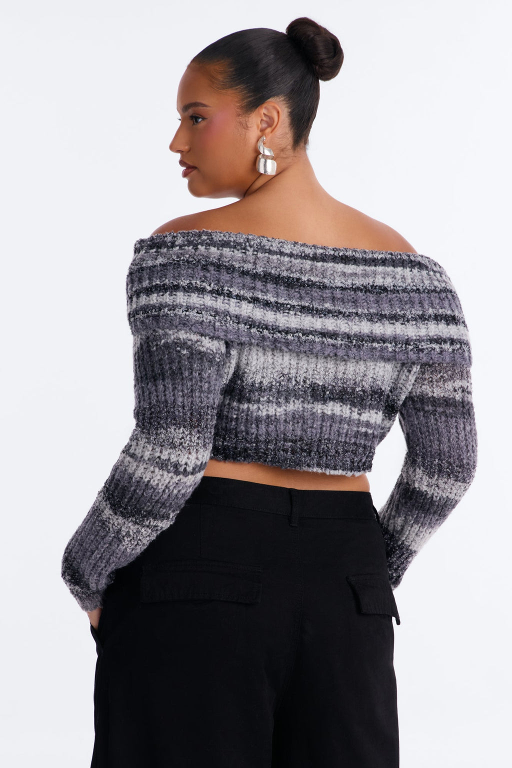 Autumn Leaves Off Shoulder Sweater - Black/combo