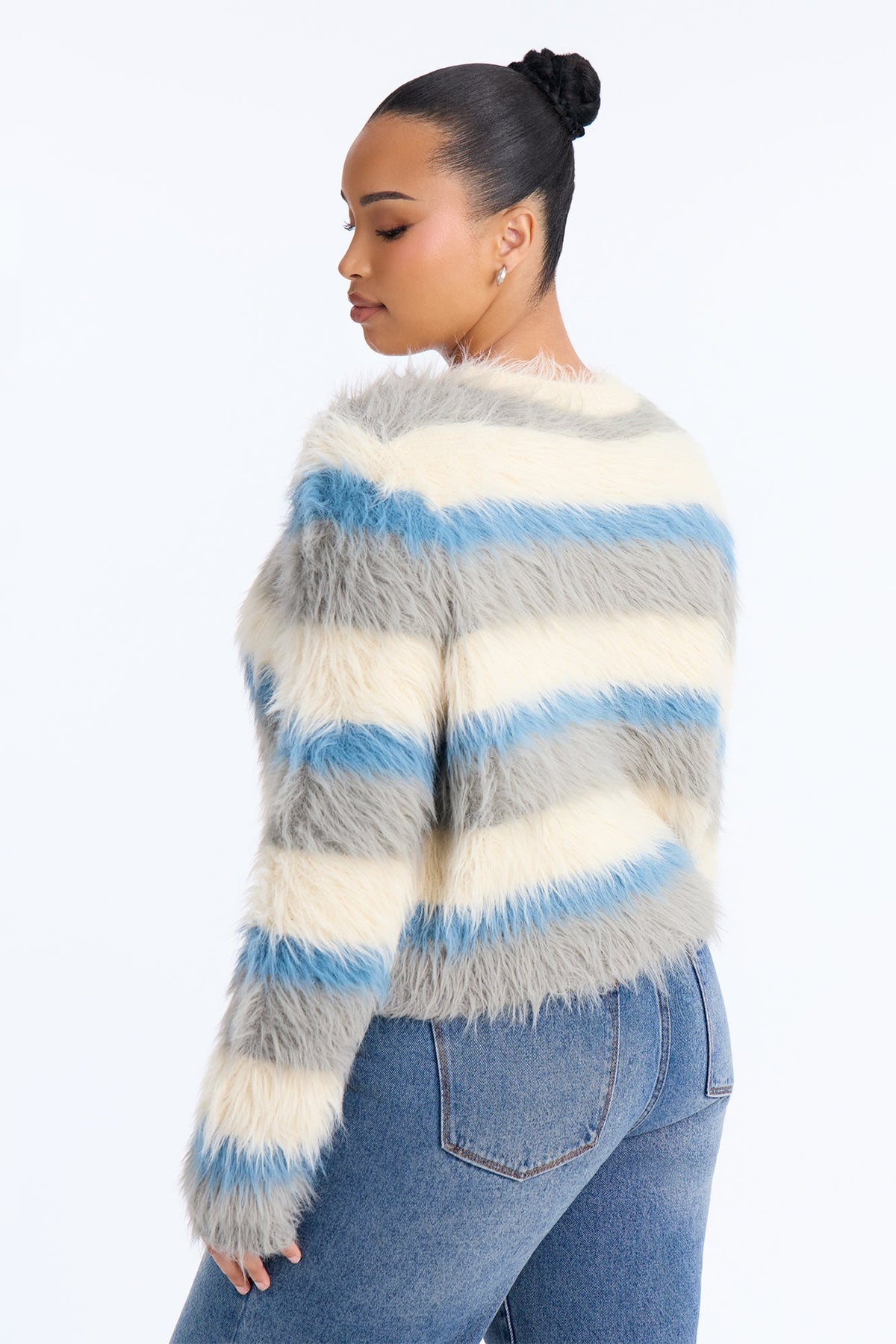 Jayda Fuzzy Knit Sweater - Cream/combo