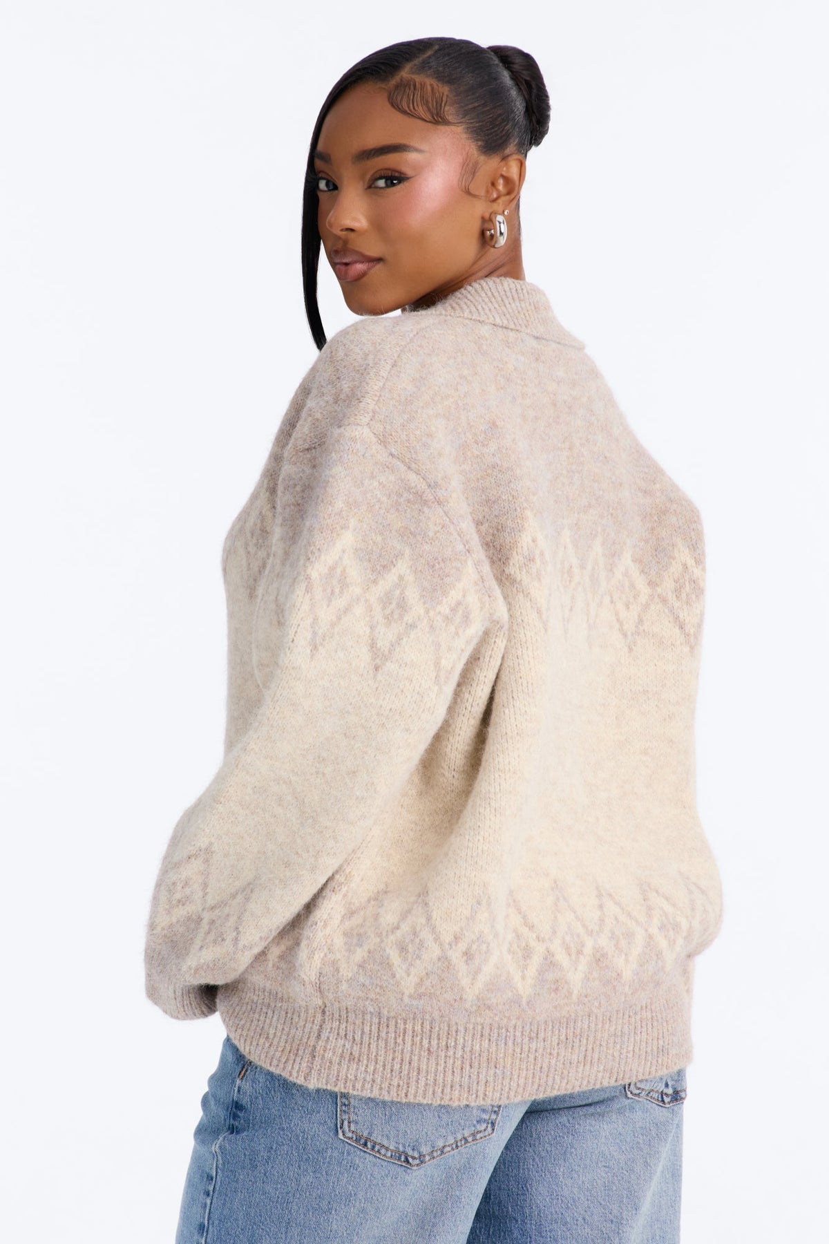 Autumn Charm Oversized Cardigan - Cream/combo