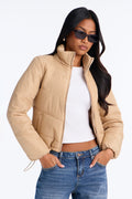 Evelyn Everyday Bungee Waist Puffer - Taupe