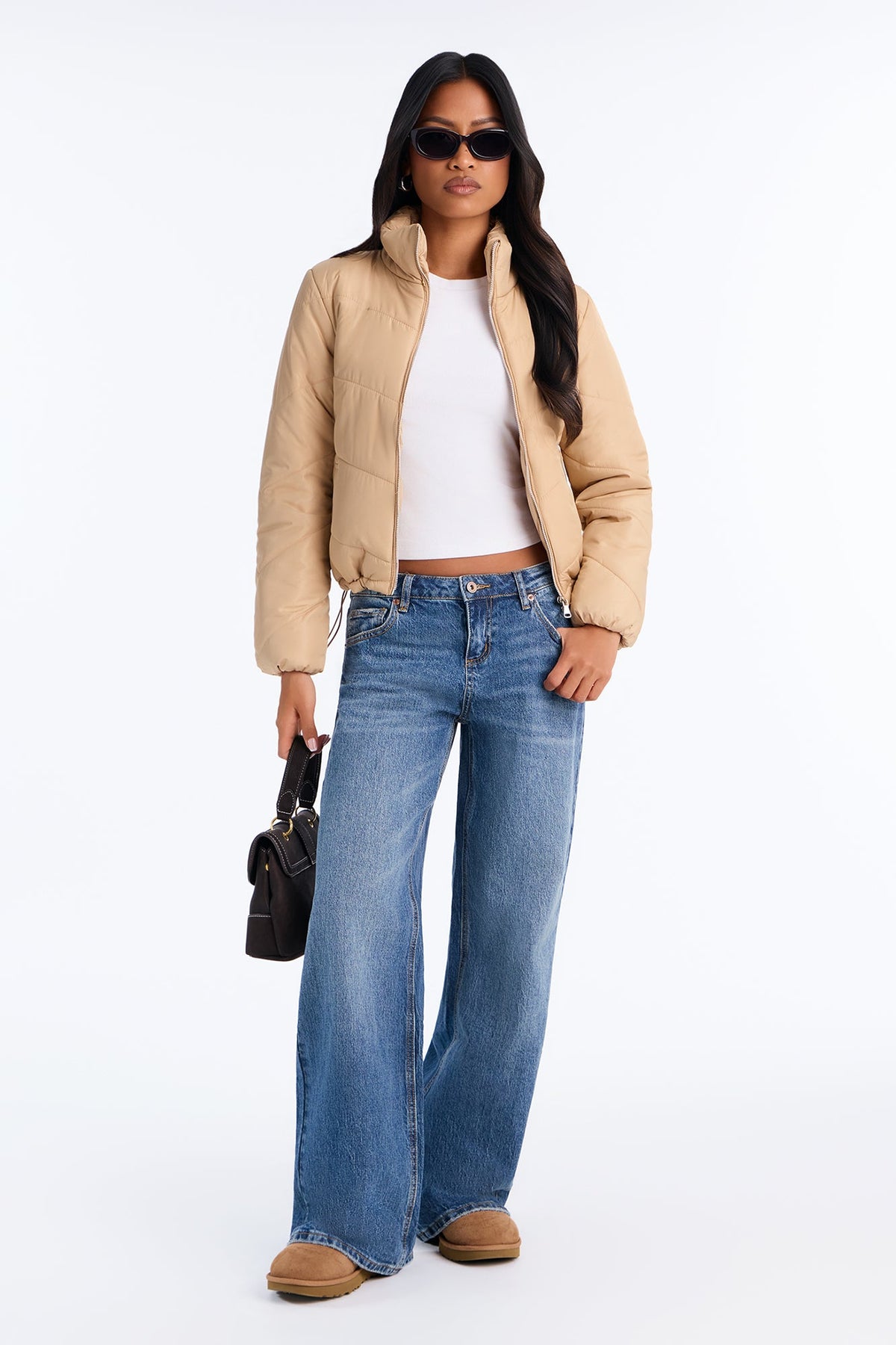 Evelyn Everyday Bungee Waist Puffer - Taupe