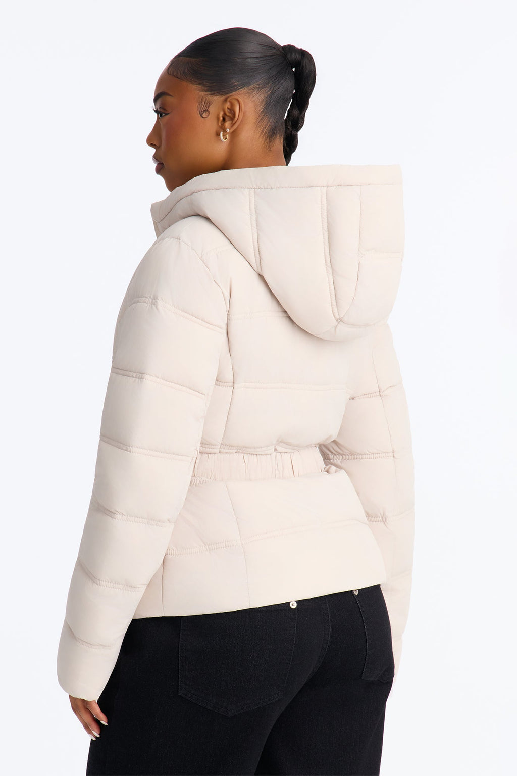 Bundled Up Belted Puffer Coat - Stone