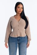 Teresa Pelum Button Up Cardigan - Taupe