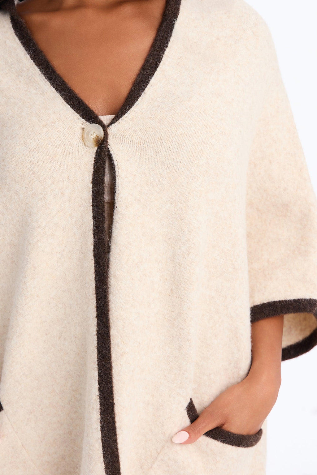 Mia Hooded Button Up Cardigan - Oatmeal/combo