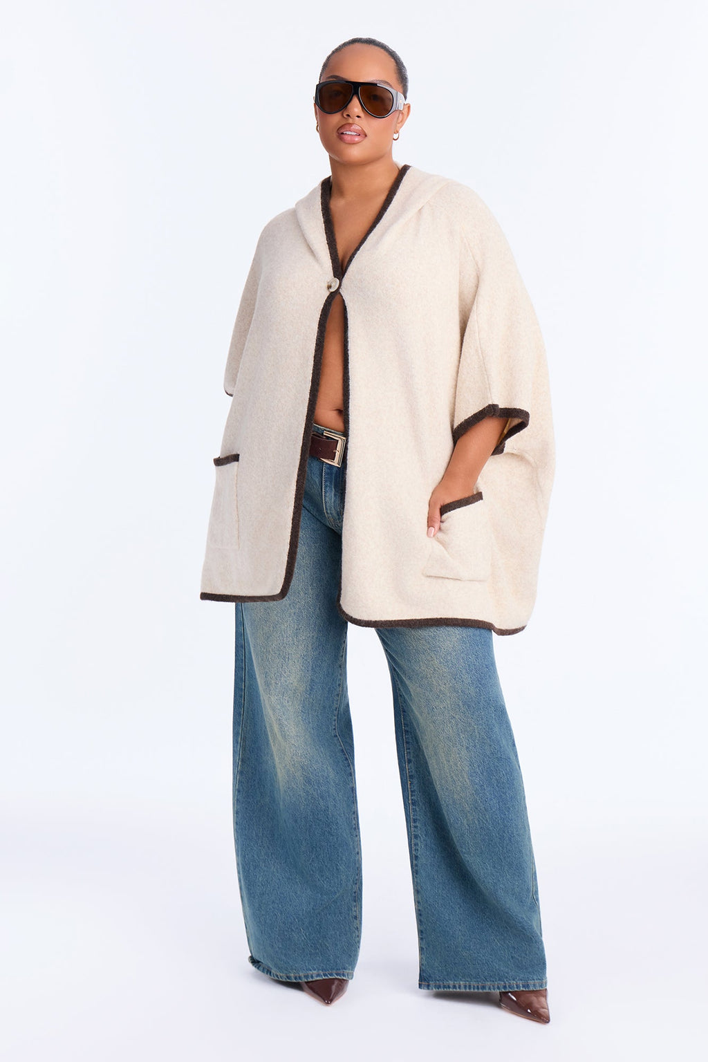 Mia Hooded Button Up Cardigan - Oatmeal/combo