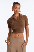 Malina Short Sleeve Pullover Sweater - Chocolate