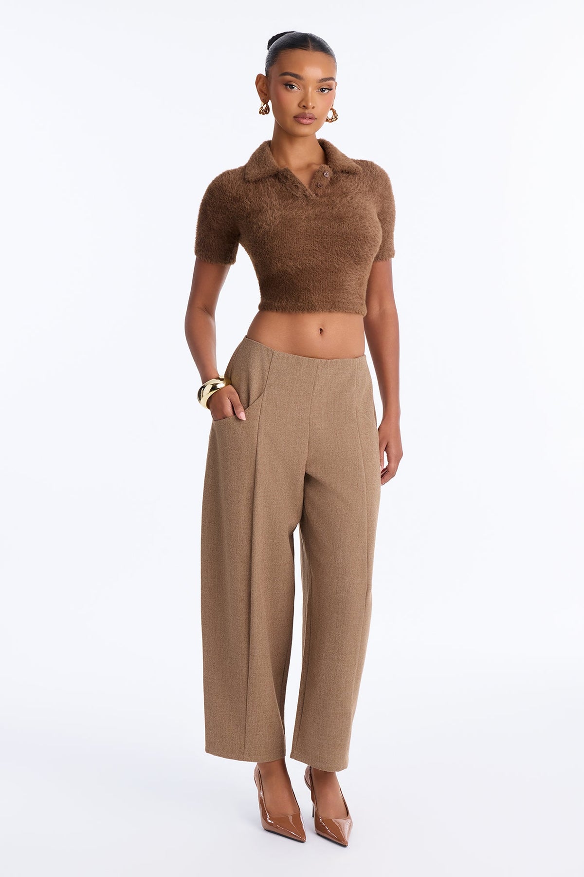 Malina Short Sleeve Pullover Sweater - Chocolate