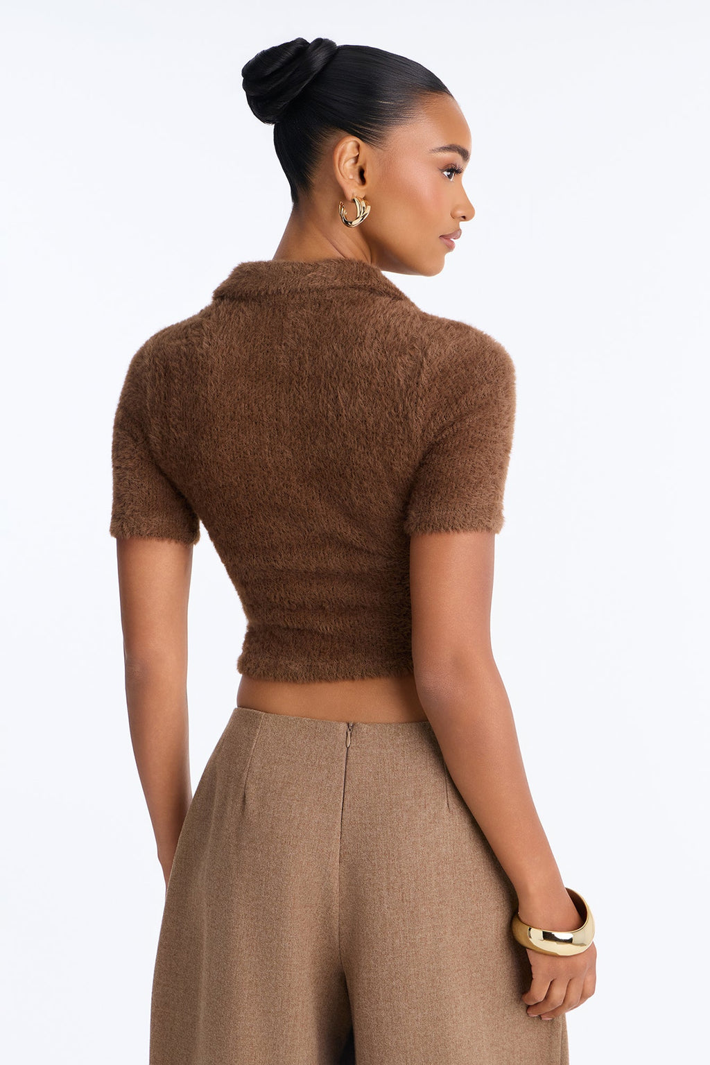 Malina Short Sleeve Pullover Sweater - Chocolate
