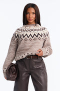 Heated Affection Fair Isle Pullover Sweater - Mocha/combo
