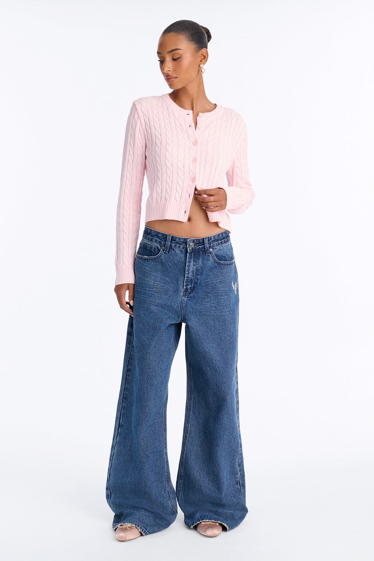 Sweeter With Me Cable Knit Cardigan - Pink