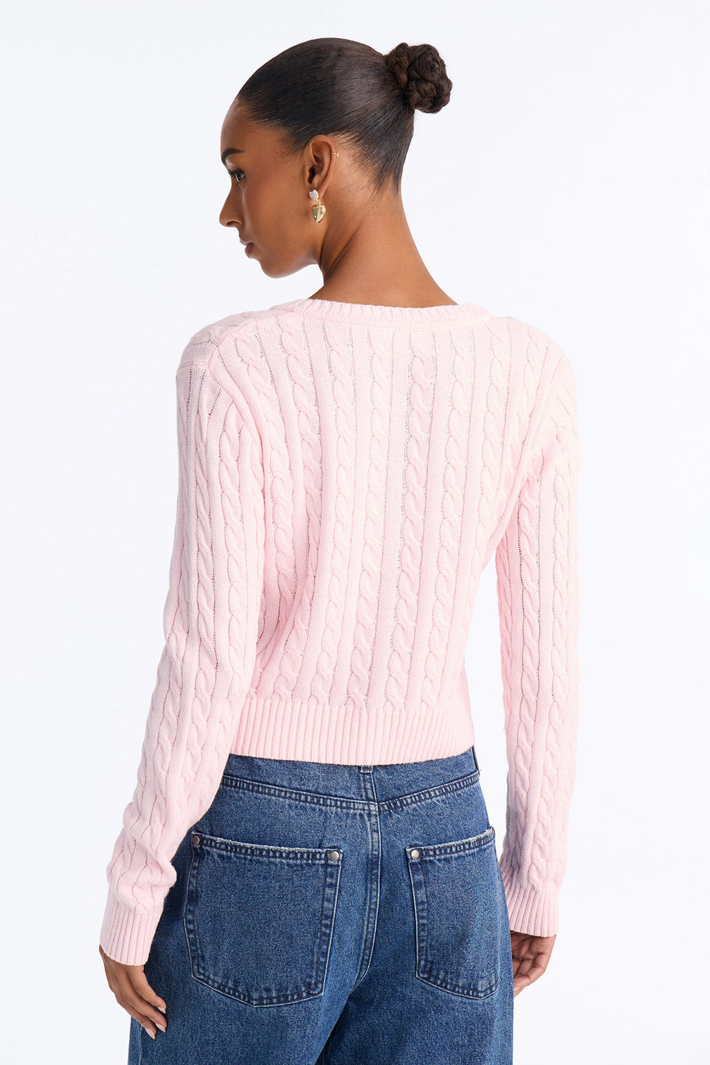 Sweeter With Me Cable Knit Cardigan - Pink