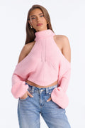 Karasi Cold Shoulder Sweater - Light Pink