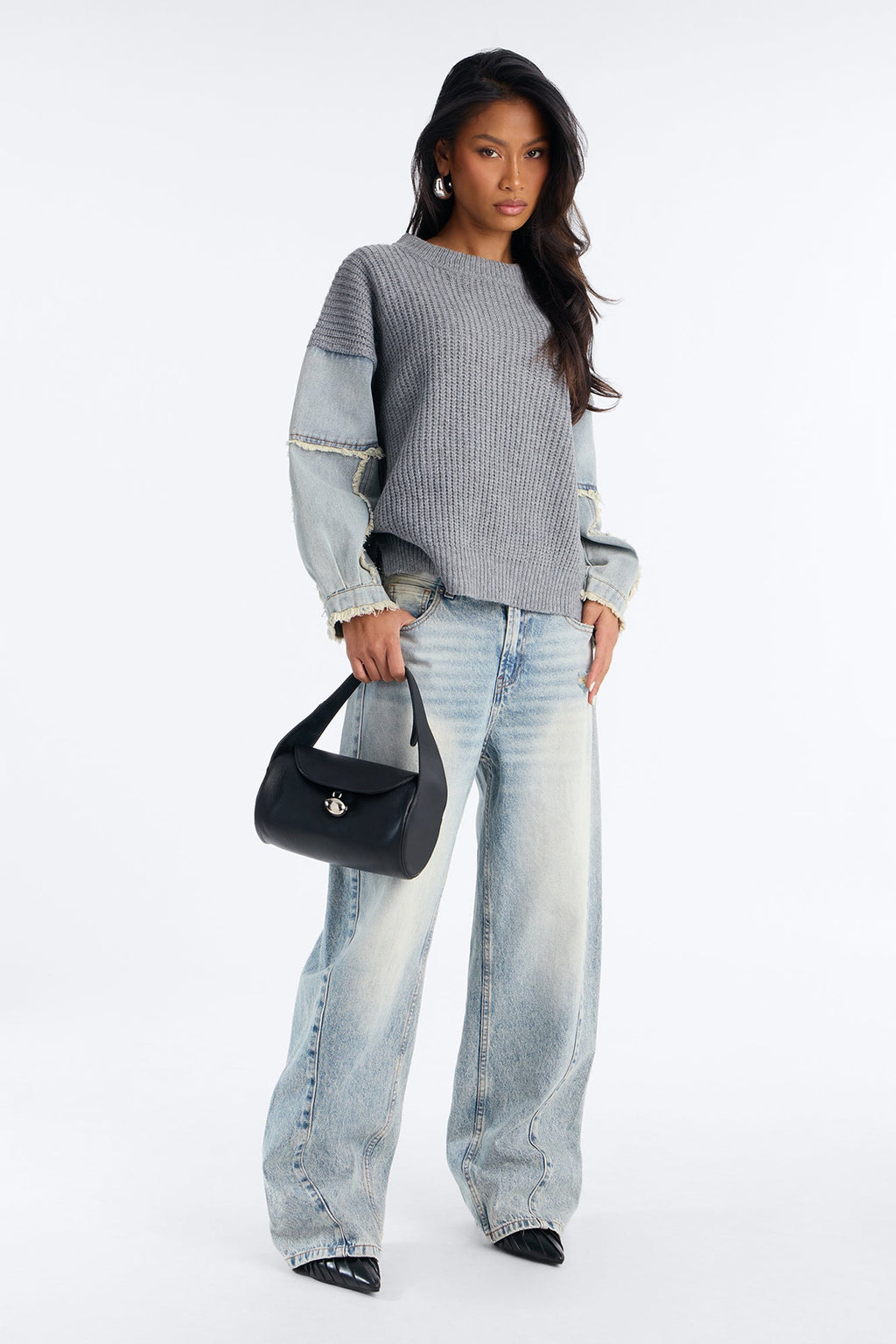 Ella Denim Sweater - Grey/Blue