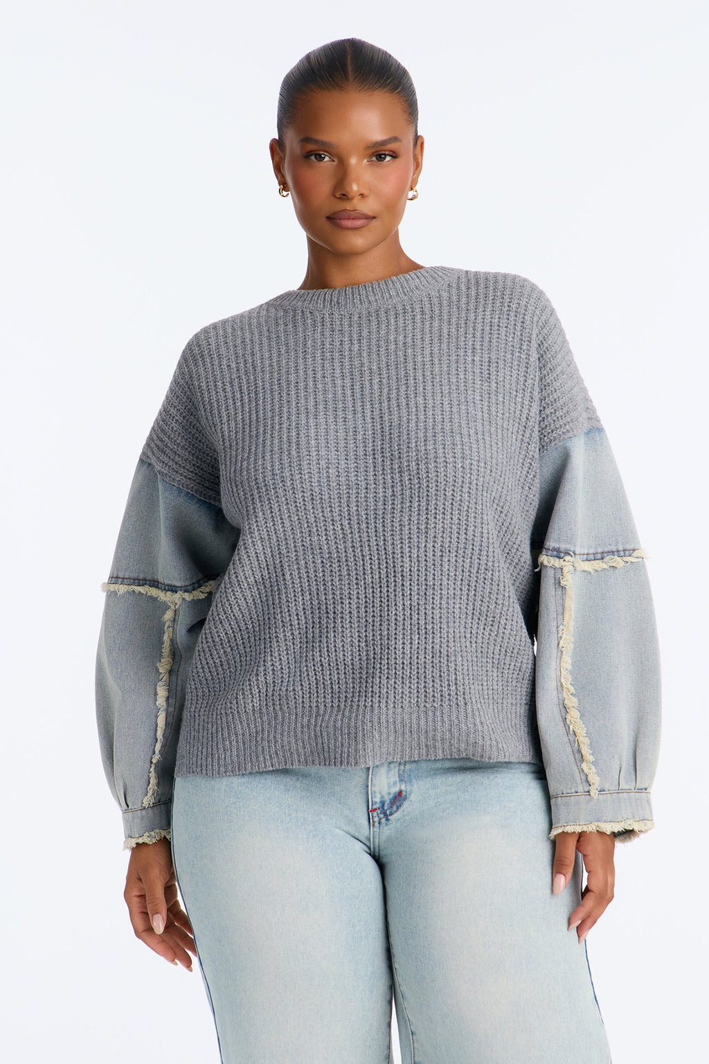 Ella Denim Sweater - Grey/Blue