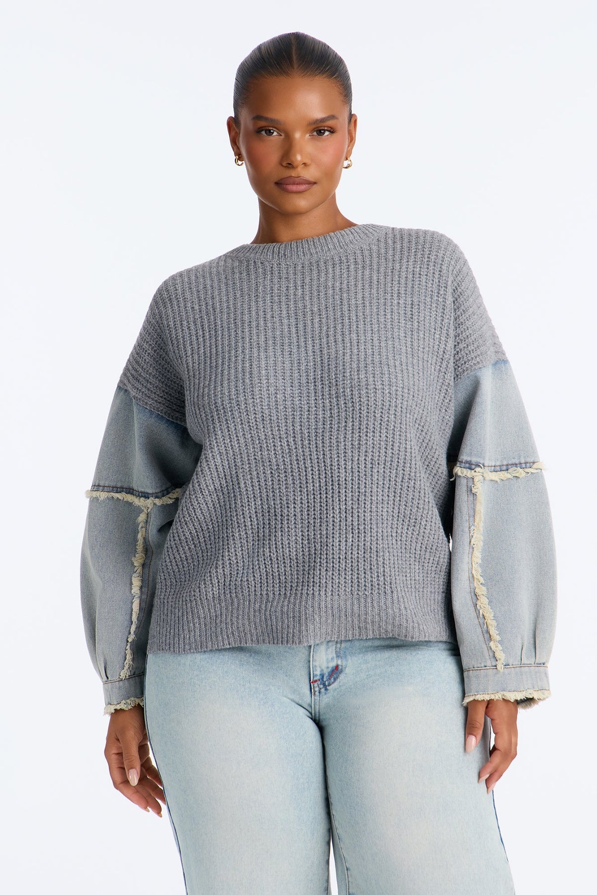 Ella Denim Sweater - Grey/Blue