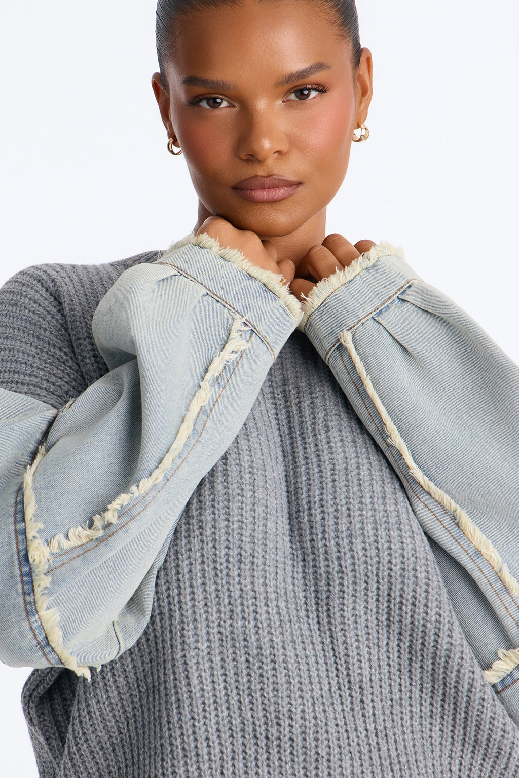 Ella Denim Sweater - Grey/Blue