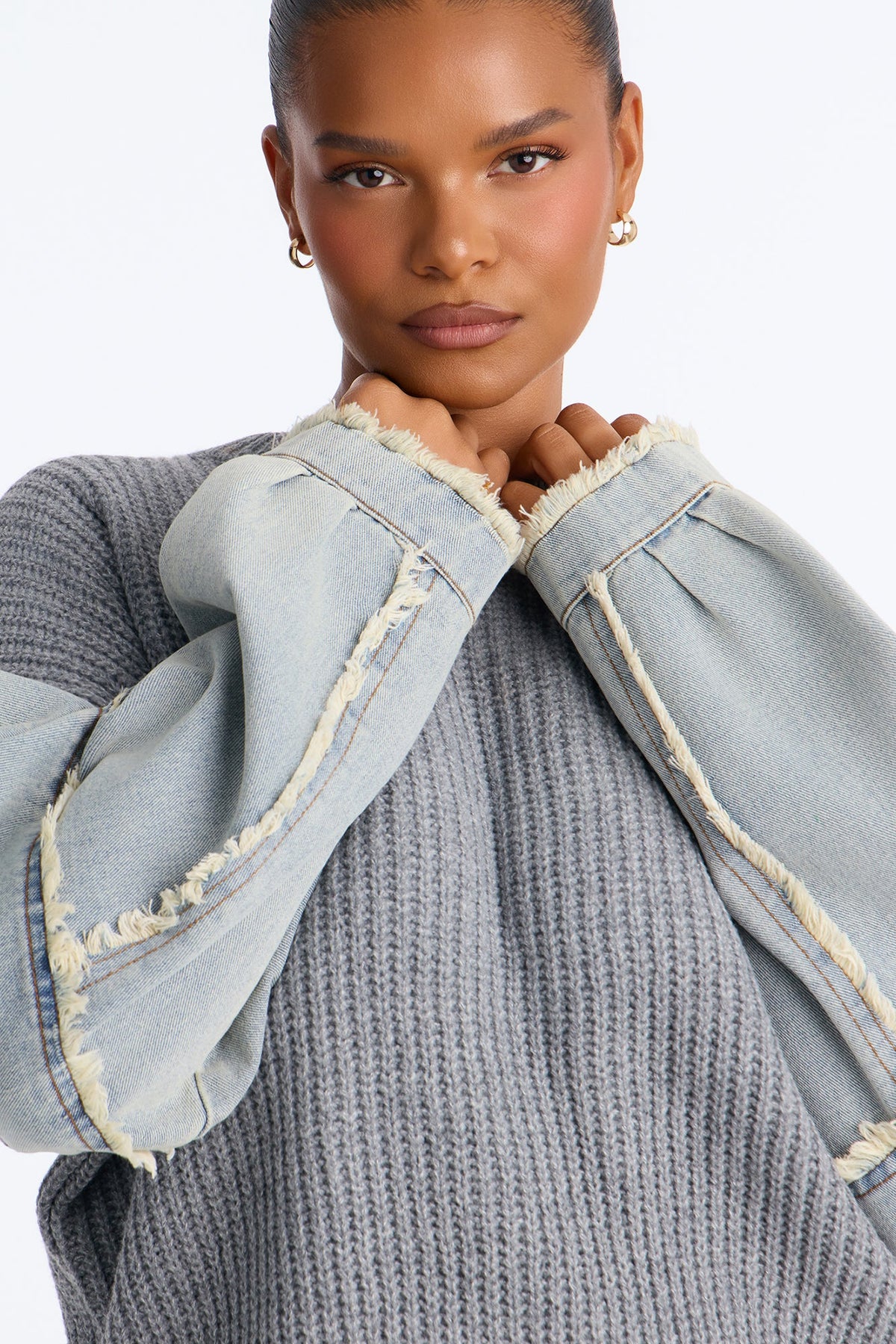 Ella Denim Sweater - Grey/Blue