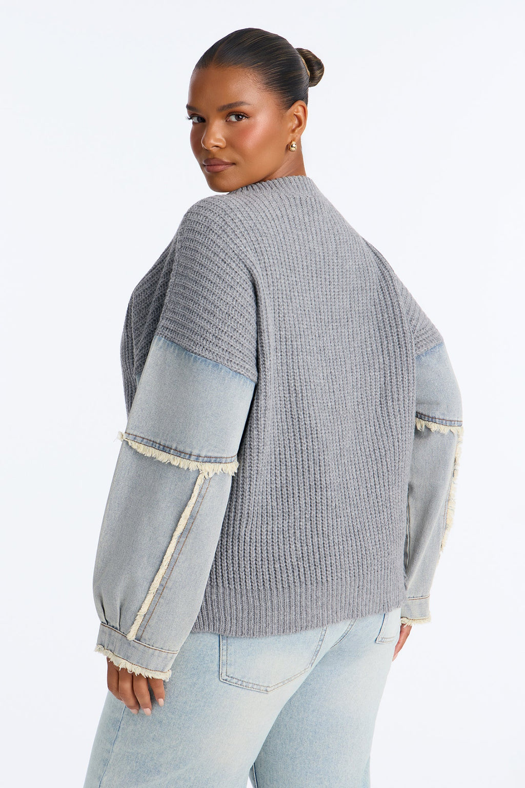 Ella Denim Sweater - Grey/Blue