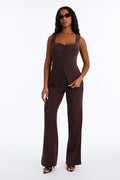 Cyndi Velvet Sleeveless Pant Set - Brown