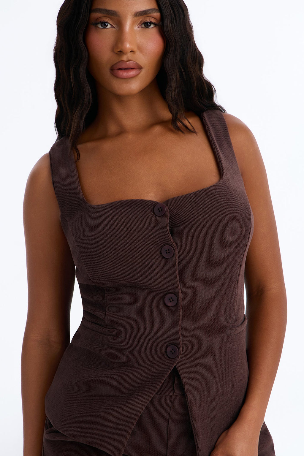 Cyndi Velvet Sleeveless Pant Set - Brown