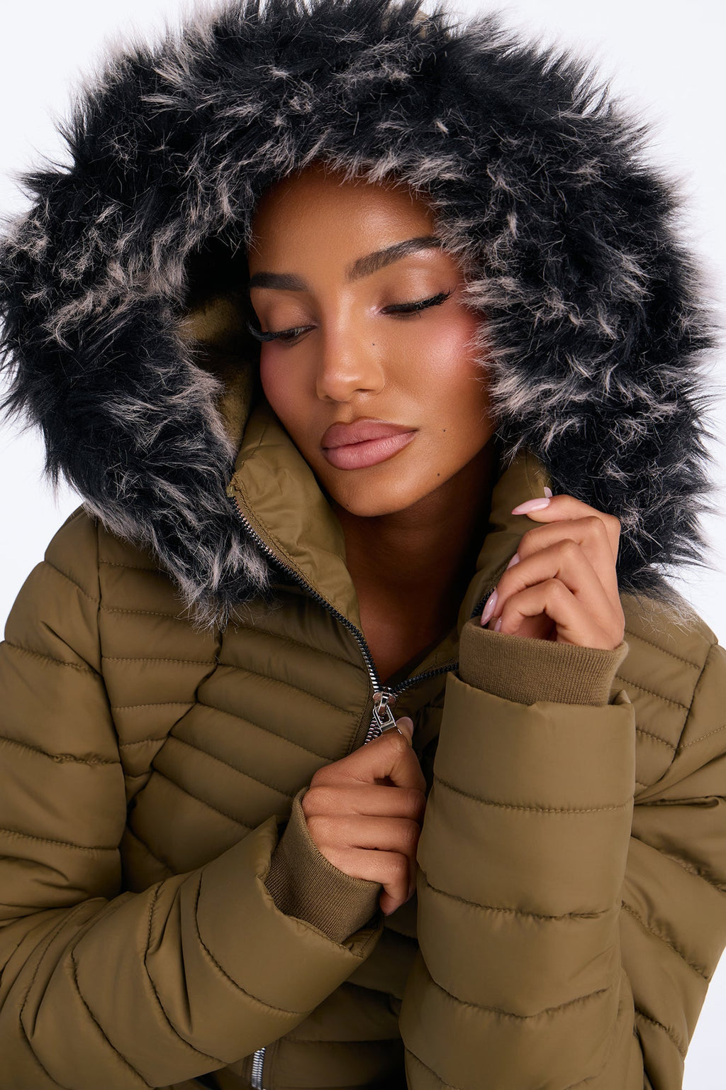 Caught In The Cold Puffer Coat - Olive
