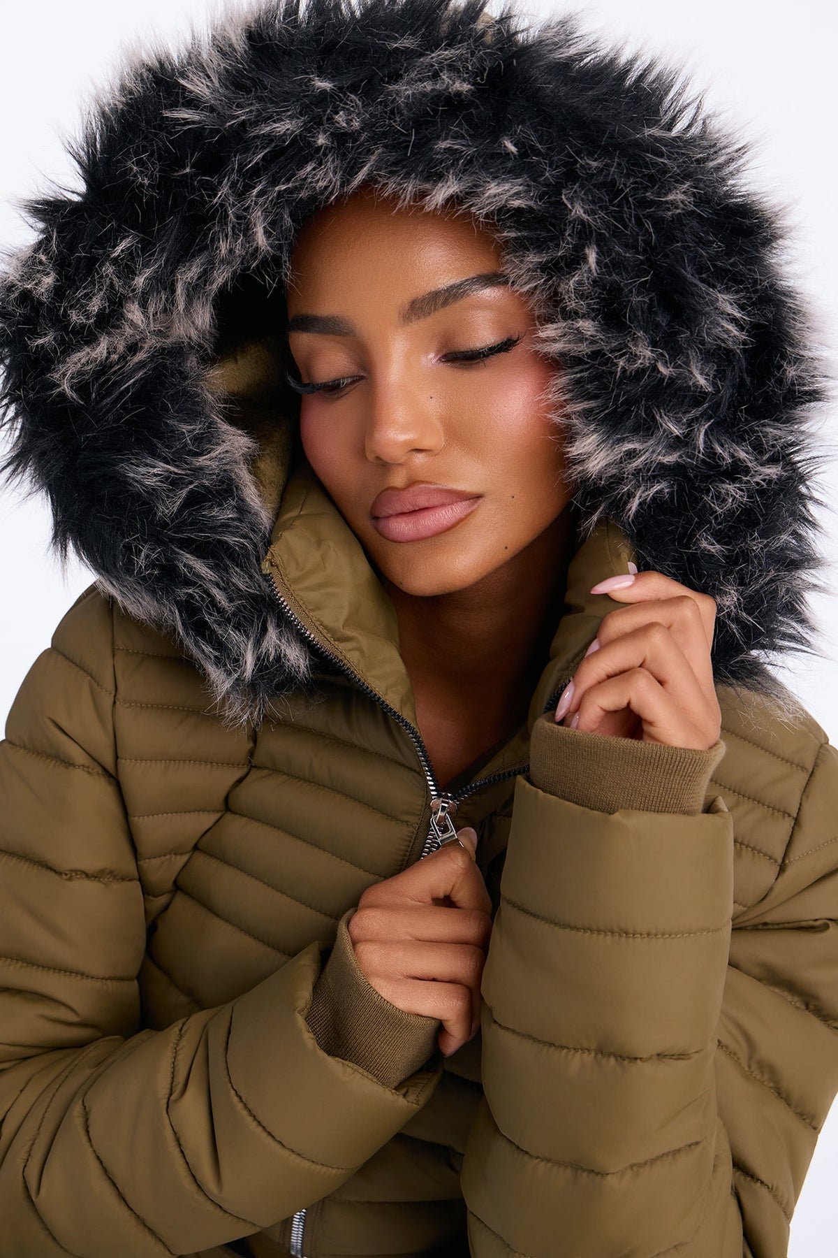Caught In The Cold Puffer Coat - Olive