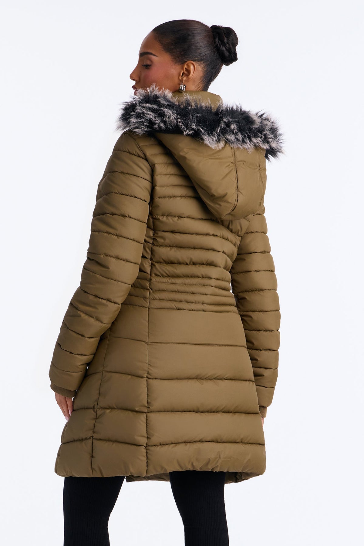 Caught In The Cold Puffer Coat - Olive