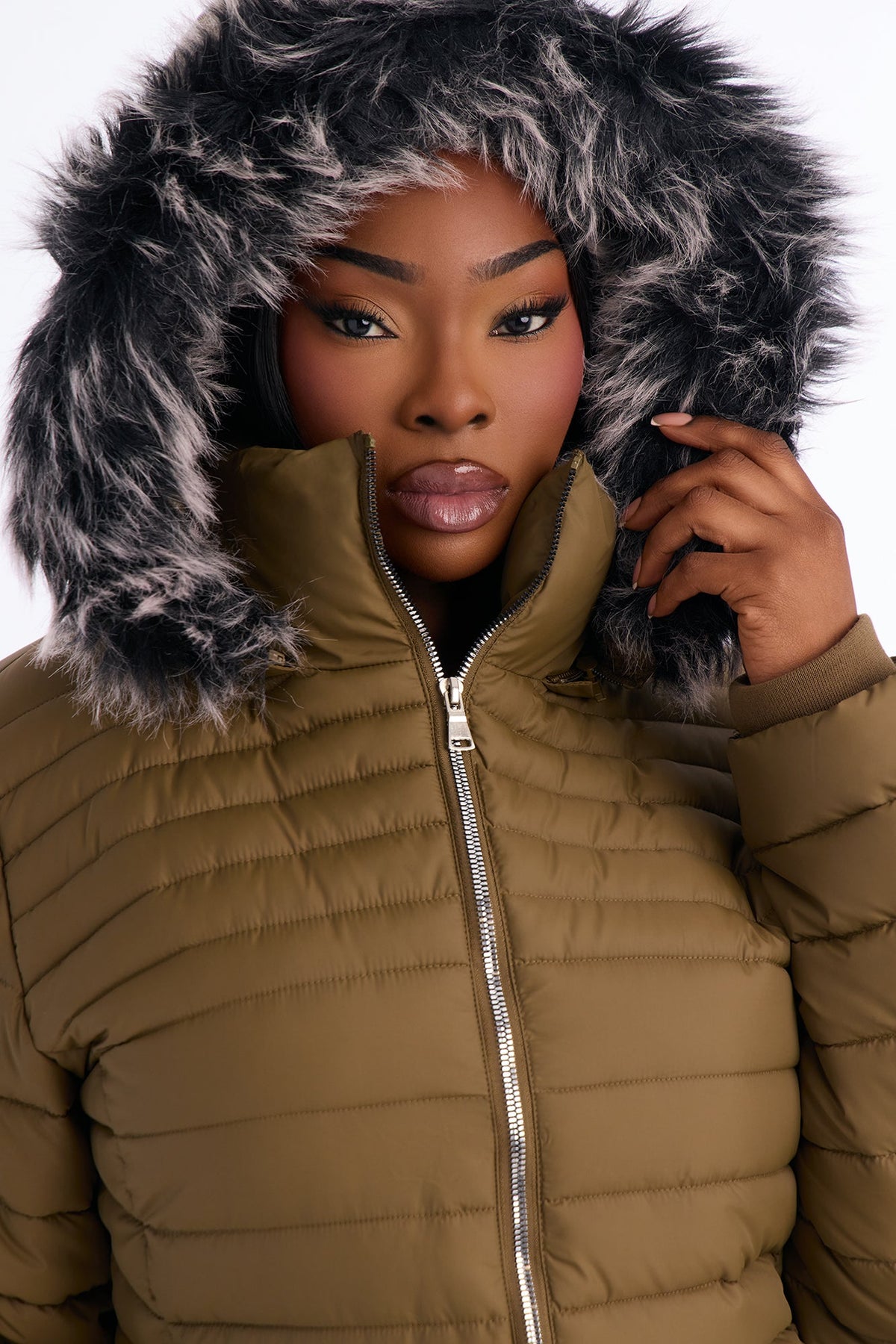 Caught In The Cold Puffer Coat - Olive
