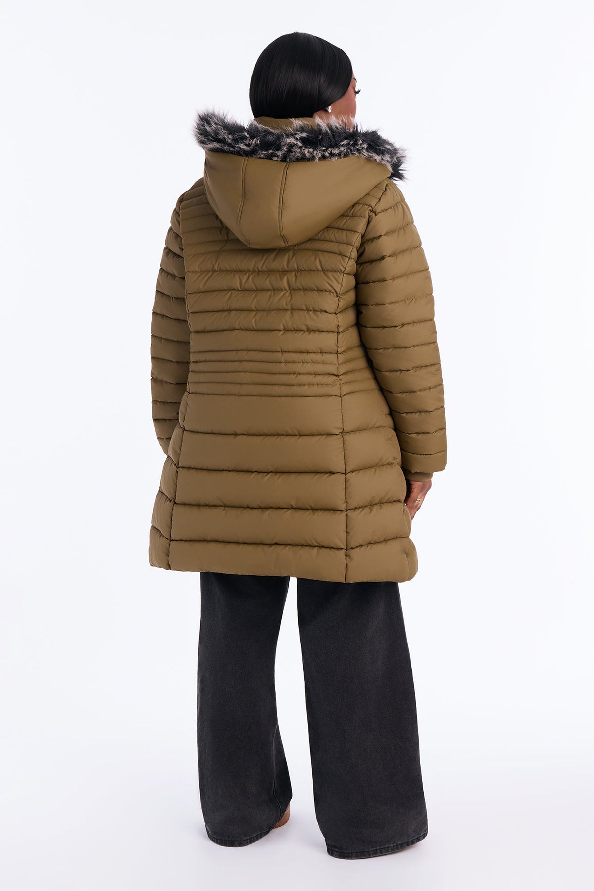 Caught In The Cold Puffer Coat - Olive