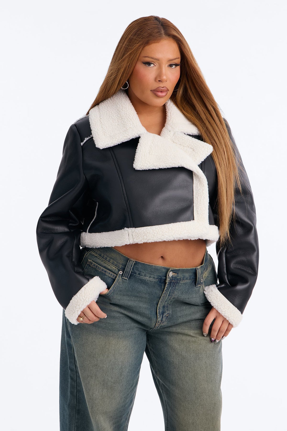 Going On Replay Faux Leather Moto Jacket - Black/combo