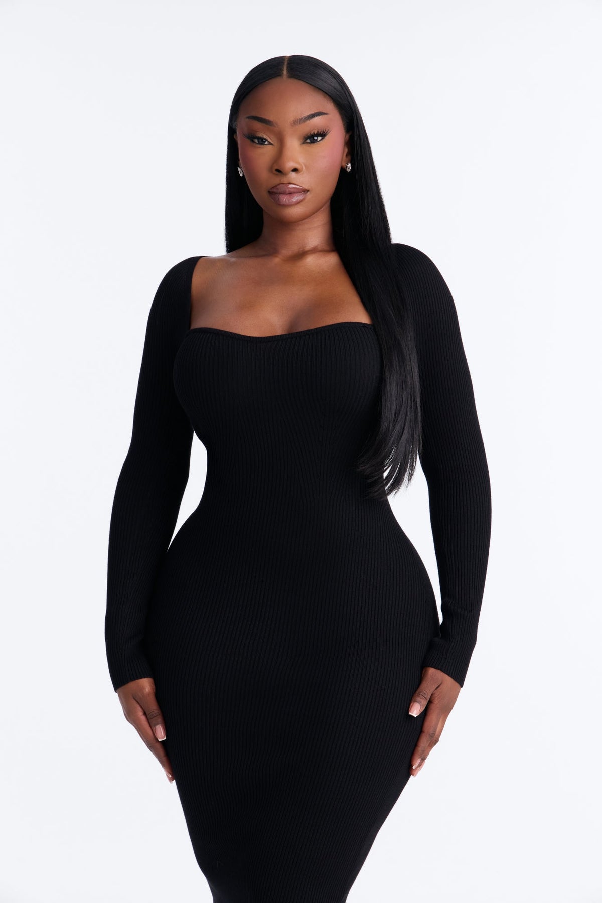 Jessie Sweater Midi Dress - Black