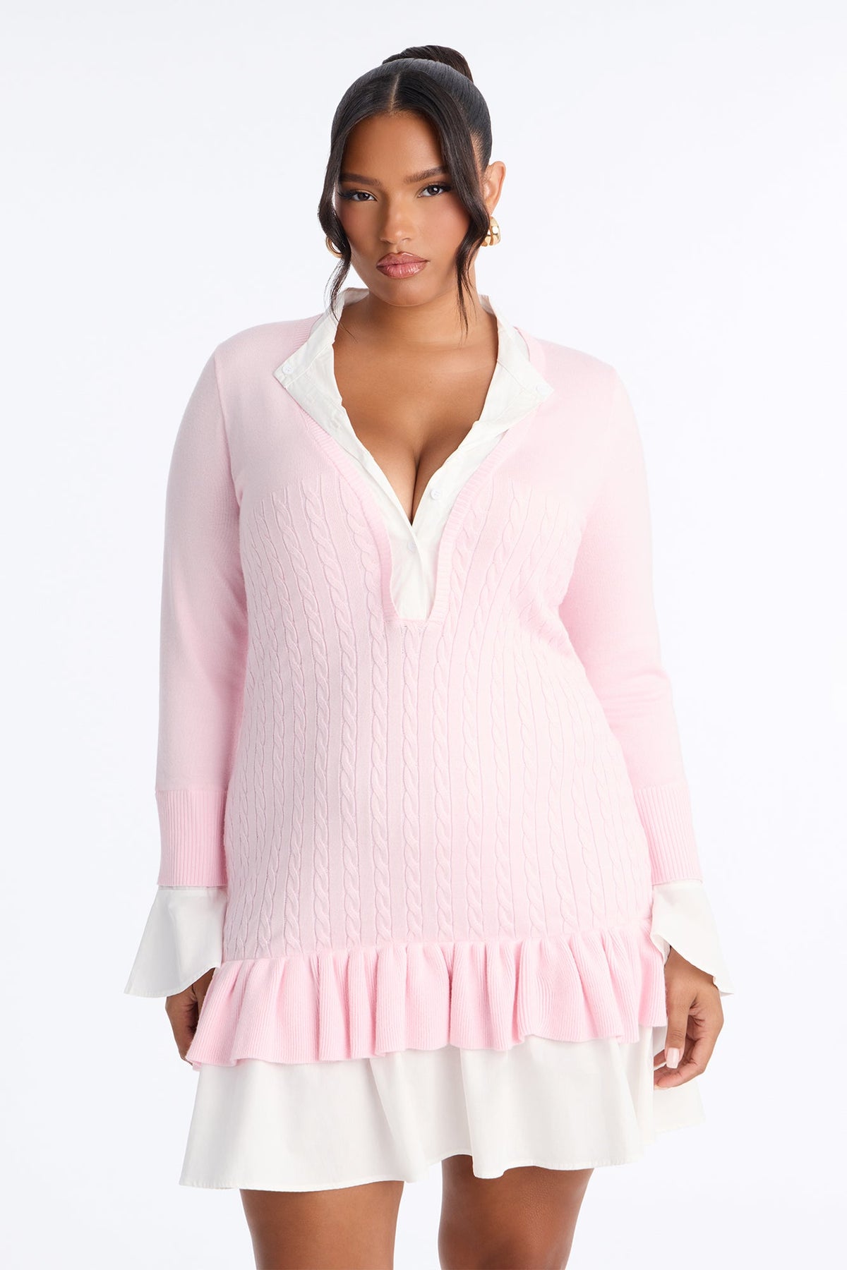 Marguax Long Sleeve Mini Dress - Pink/combo