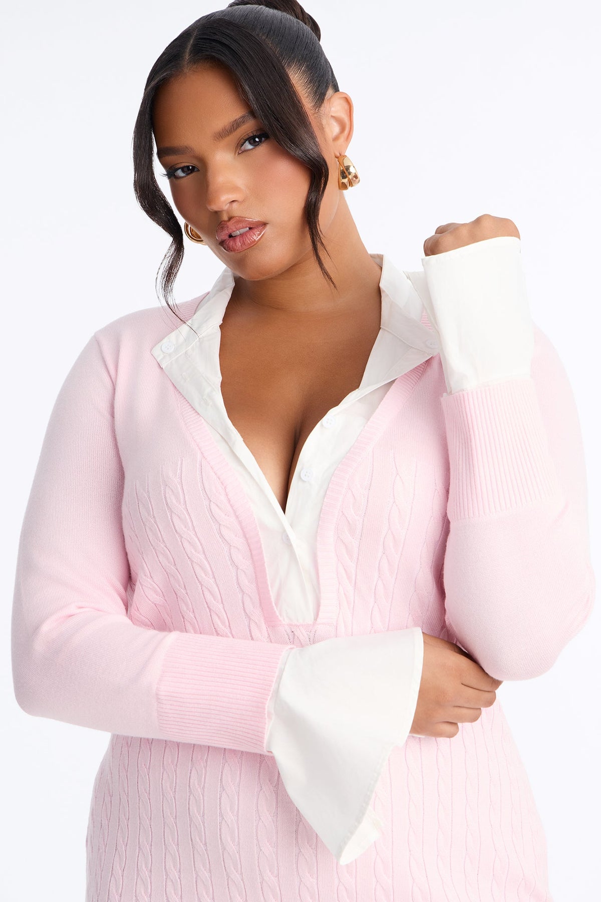 Marguax Long Sleeve Mini Dress - Pink/combo