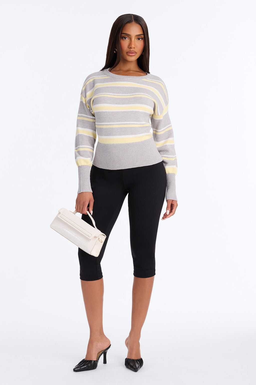 Keeping Cozy Striped Pullover Sweater - Grey/combo