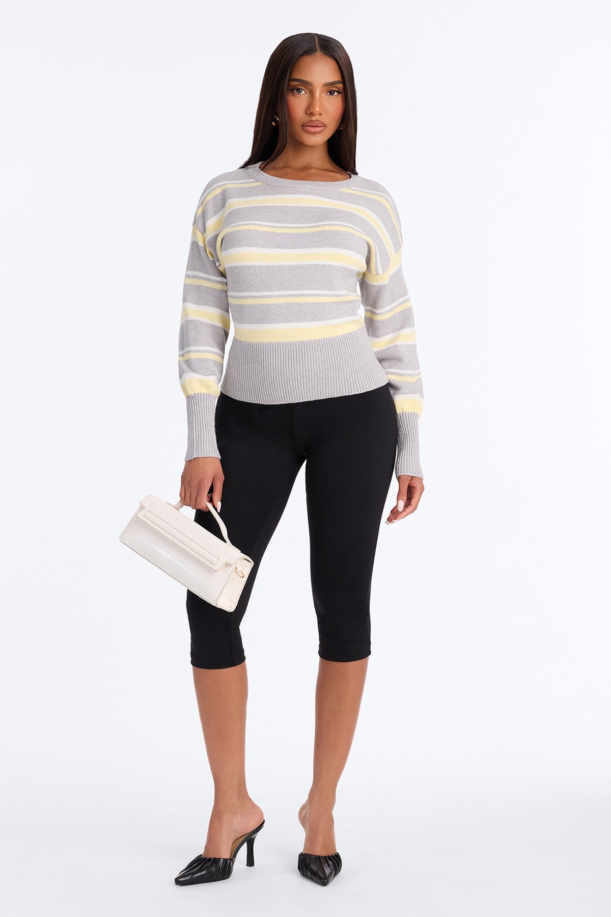 Keeping Cozy Striped Pullover Sweater - Grey/combo