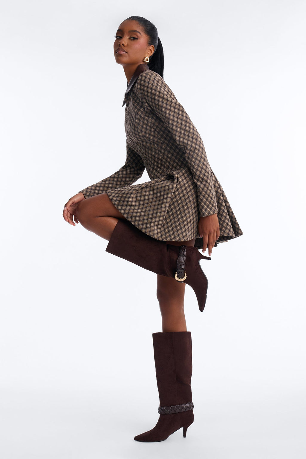 Nothing Missing Buckle Heeled Boots - Brown